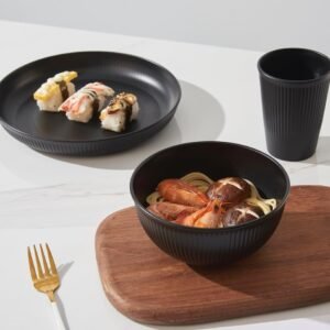 61BBh25lBML._AC_SL1000.jpg 18pcs Wheat Straw Dinnerware Sets Kitchen Plates and Bowls Set, HXYPN Unbreakable Dinner Plates Cereal Bowls Drinking Cups Reusable Dishes Set Microwave Dishwasher Safe Plates