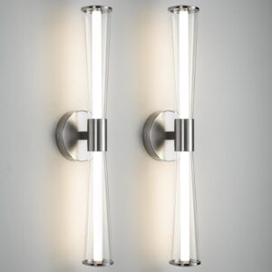 KAISITE Gold Bathroom Light Fixture - Modern Bathroom Vanity Light Dimmable LED Bathroom Sconce Wall Lighting Fixture with Double Layer Shades 13W 4000K 23inch Bath Vanity Light Bar Over Mirror