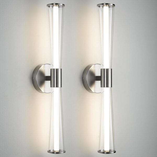 KAISITE Gold Bathroom Light Fixture - Modern Bathroom Vanity Light Dimmable LED Bathroom Sconce Wall Lighting Fixture with Double Layer Shades 13W 4000K 23inch Bath Vanity Light Bar Over Mirror