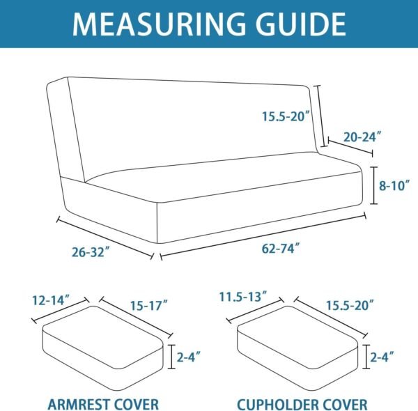 4 Pieces Stretch Futon Covers Sofa Bed Slipcover with Removable Armrests and Cupholders Covers Furniture Protector High Spandex Small Checks Jacquard Fabric, Natural
