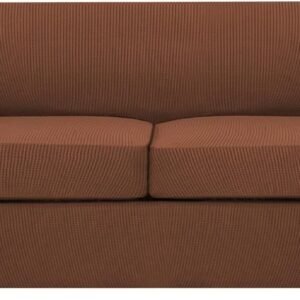 61Cinr5l26L._AC_SL1500.jpg H.VERSAILTEX 3 Piece Stretch Sofa Covers for 2 Cushion Sofa Couch Covers for Living Room Furniture Cover (Base Cover Plus 2 Seat Cushion Covers) Thicker Jacquard Fabric(Large Sofa, Grey)