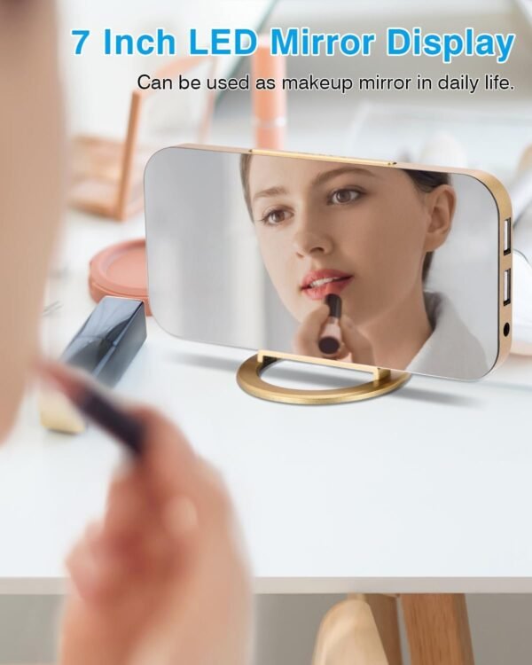 61D6_9aAJoL._AC_SL1500.jpg Digital Alarm Clock,7 in LED Mirrored Clocks Large Display,with 2 USB Charger Ports,Auto Dim,Night Mode,Modern Desktop Electronic Clocks for Bedroom Home Office Decor - Gold