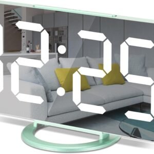 61DhfQhaSWL._AC_SL1500.jpg Digital Alarm Clock,7 in LED Mirrored Clocks Large Display,with 2 USB Charger Ports,Auto Dim,Night Mode,Modern Desktop Electronic Clocks for Bedroom Home Office Decor - Gold