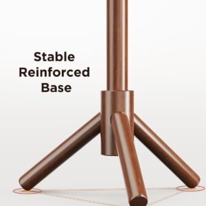AMADA HOMEFURNISHING Coat Rack Stand, Wooden Coat Rack Freestanding with 8 Hooks, Coat Tree with 3 Height Configurations for Entryway, Hallway, Bedroom, Office, AMWCR01