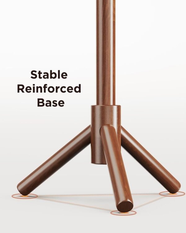 AMADA HOMEFURNISHING Coat Rack Stand, Wooden Coat Rack Freestanding with 8 Hooks, Coat Tree with 3 Height Configurations for Entryway, Hallway, Bedroom, Office, AMWCR01