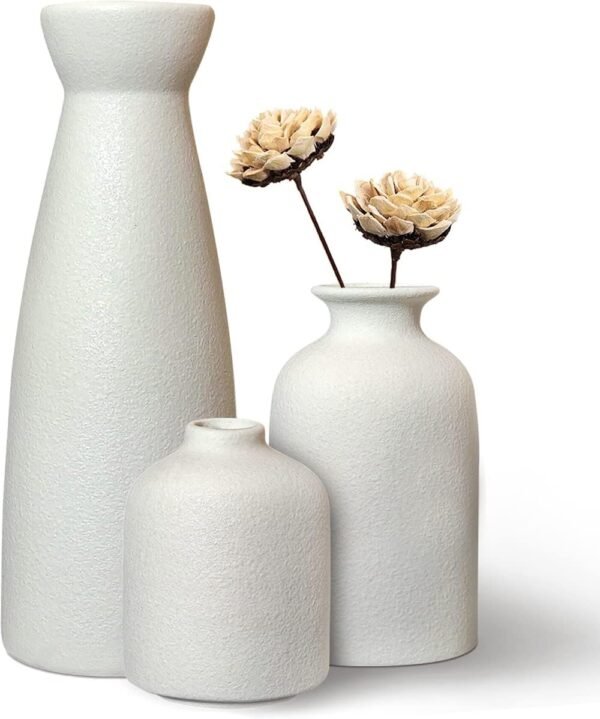 61DrPzyIa8L._AC_SL1199.jpg White Ceramic Vase -Set of 3 Boho for Modern Home Decor,Nordic Minimalism Decor Office Entryway Living Room Centerpiece Table Decorations Vases