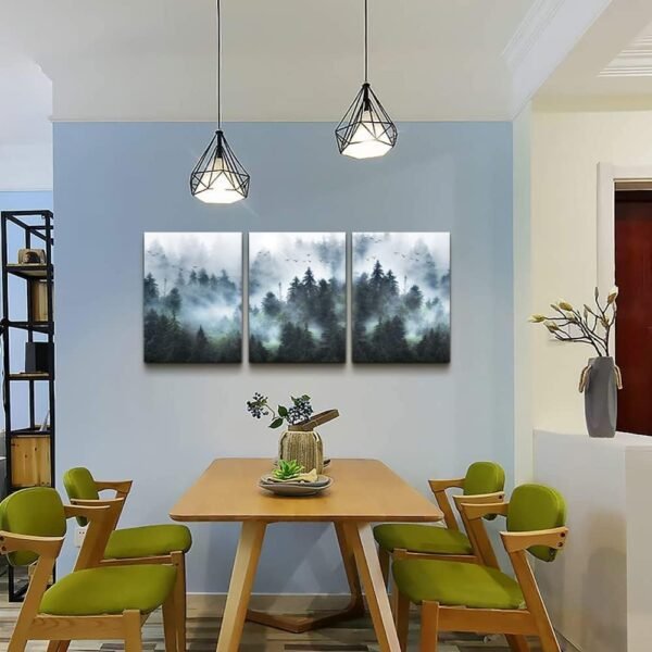 DZRWUBHS Canvas Wall Art For Living Room Modern Family Wall Decorations For Bedroom Office Wall Decor Foggy Forest Trees Landscape Wall Painting Prints Art Pictures Artwork Room Home Decor 3 Piece