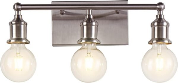 3-Light Vanity Light Fixture, Industrial Black Wall Sconce Lighting Fixture, Farmhouse Vanity Wall Lights Over Mirror, E26 Base Indoor Wall Lamp for Bathroom (Bulb Not Included)