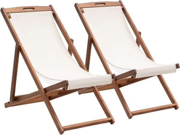 61F-_2g4PYL._AC_SL1463.jpg Patio Lounge Chair Outdoor Beach Chair Set of 2, Beach Sling Chair Patio Chairs Set of 2 , Wooden Folding Outdoor Chairs for Outside, 3 Level Height Adjustable, Portable Reclining Beach Chair
