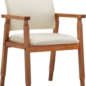 61F3a3Iht5L._AC_SL1500.jpg thksbought Mid Century Modern Walnut Dining Chairs Wood Arm Beige Fabric Kitchen Cafe Living Room Decor Furniture