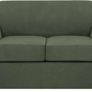 61G6mCIuxXL._AC_SL1500.jpg H.VERSAILTEX 3 Piece Stretch Sofa Covers for 2 Cushion Sofa Couch Covers for Living Room Furniture Cover (Base Cover Plus 2 Seat Cushion Covers) Thicker Jacquard Fabric(Large Sofa, Grey)