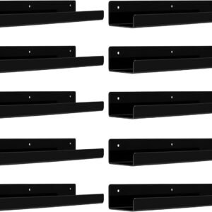 upsimples 4 Pack Acrylic Shelves for Wall Storage, 15" Floating Bookshelves for Kids, Display Shelf Organizer for Bathroom, Bedroom, Living Room, Kitchen, Room Decor, Clear