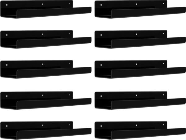 upsimples 4 Pack Acrylic Shelves for Wall Storage, 15" Floating Bookshelves for Kids, Display Shelf Organizer for Bathroom, Bedroom, Living Room, Kitchen, Room Decor, Clear