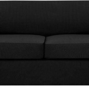 61GUx2Ewg2L._AC_SL1500.jpg H.VERSAILTEX 3 Piece Stretch Sofa Covers for 2 Cushion Sofa Couch Covers for Living Room Furniture Cover (Base Cover Plus 2 Seat Cushion Covers) Thicker Jacquard Fabric(Large Sofa, Grey)