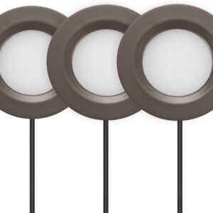 GETINLIGHT 2.75" Wide 3000K Dimmable LED Puck Lights Kit, Plug-in Installation with recessed or Surface Mounted, Bronze Finished, Set of 3, IN-0102-3-BZ