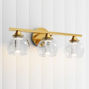 KAISITE Gold Bathroom Light Fixture - Modern Bathroom Vanity Light Dimmable LED Bathroom Sconce Wall Lighting Fixture with Double Layer Shades 13W 4000K 23inch Bath Vanity Light Bar Over Mirror