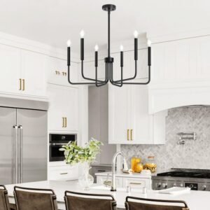 61I2FDh8N8L._AC_SL1500.jpg Black Chandelier, 6-Light Farmhouse Chandelier for Dining Room Lighting Fixtures Hanging, Dining Light Fixtures Industrial Modern Chandelier for Bedroom, Foyer, Hall, Kitchen, Living Room and Entryway