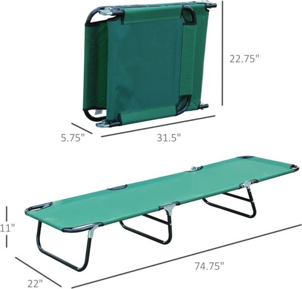 61IGpRAEE8L._AC_SL1500.jpg Outsunny Folding Chaise Lounge Pool Chairs, Outdoor Sun Tanning Chairs with 5-Level Reclining Back, Steel Frame for Beach, Yard, Patio, Green