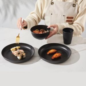 61ILb5G4NoL._AC_SL1000.jpg 18pcs Wheat Straw Dinnerware Sets Kitchen Plates and Bowls Set, HXYPN Unbreakable Dinner Plates Cereal Bowls Drinking Cups Reusable Dishes Set Microwave Dishwasher Safe Plates