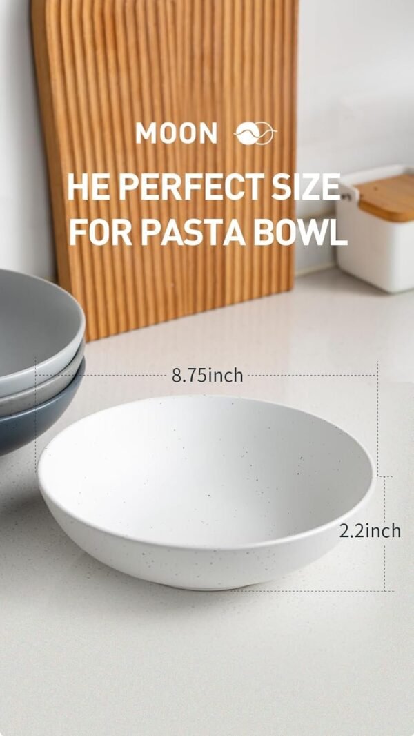 famiware Moon Pasta Bowls Set of 4, Large Salad Bowls, 8.75 Inch Ceramic Bowls for Serving Dinner, Microwave and Dishwasher Safe, Multi-color