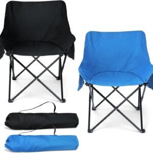 HaSteeL Camping Chair for Adults, Compact Folding Portable Chairs Set with Side Pockets for Outdoors Fishing, Hiking, Backpacking, Picnic, Beach, Travel, Supports to 250lbs, & Storage Bags (Black)
