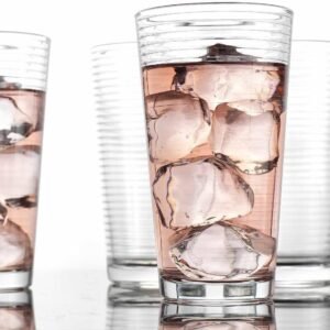 Glaver's Drinking Glasses 16 Piece Set, 8-17 Oz. Highball Glasses, 8-13 Oz. Whiskey Rocks, Ideal for Water, Juice, Cocktails, and Iced Tea. Dishwasher safe