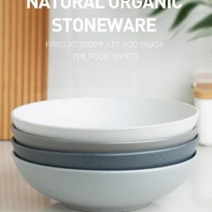 famiware Moon Pasta Bowls Set of 4, Large Salad Bowls, 8.75 Inch Ceramic Bowls for Serving Dinner, Microwave and Dishwasher Safe, Multi-color