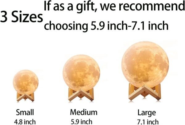 CPLA Moon Lamp 2024 Upgrade 128 Colors with Timing- 3D Printing Moon Night Light for Kids Adults- Valentines Day Gifts for Kids/Her/Women- Wooden Stand & Remote/Touch Control