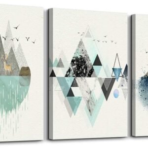 MHARTK66 Canvas Wall Art For Living Room Office Wall decor Abstract Geometry Mountain Wall Artworks Pictures for Bedroom 3 Panels bathroom Wall Paintings posters Home Decoration 12x16 inch 3 piece
