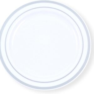 61Q4Ga1nDTL._AC_SL1500.jpg 60-Piece Plastic Plates Set Premium 30 Dinner Plates & 30 Salad Plates Pack, Disposable Plates for Party - White Plastic Wedding Plates with Rose Gold Rim