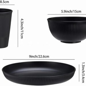 61QCLC-YZSL._AC_SL1500.jpg 18pcs Wheat Straw Dinnerware Sets Kitchen Plates and Bowls Set, HXYPN Unbreakable Dinner Plates Cereal Bowls Drinking Cups Reusable Dishes Set Microwave Dishwasher Safe Plates