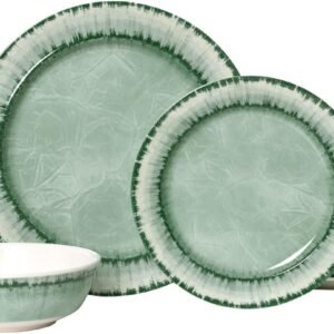 61QlVKhqK4L._AC_SL1500.jpg AELS Melamine Dinnerware Set of 12 Pcs Dinner Dishes Set for Indoor and Outdoor Use, Dishwasher Safe, Lightweight Unbreakable, BPA Free, Light Blue