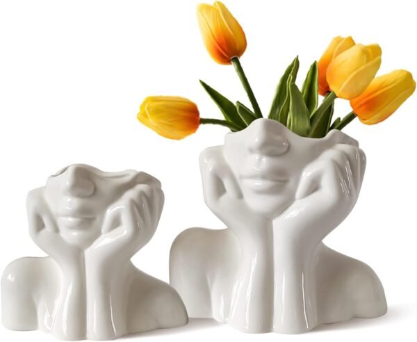 61RLLeoifeL._AC_SL1500.jpg White Ceramic Vase -Set of 3 Boho for Modern Home Decor,Nordic Minimalism Decor Office Entryway Living Room Centerpiece Table Decorations Vases