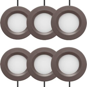 GETINLIGHT 2.75" Wide 3000K Dimmable LED Puck Lights Kit, Plug-in Installation with recessed or Surface Mounted, Bronze Finished, Set of 3, IN-0102-3-BZ