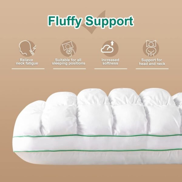 Fluffy Support Bed Pillow King Size, Super Soft Premium Down-Alternative Filling for Sleeping, Luxury Hotel Quality Bed Pillows for Side Sleeper (White)