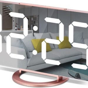 61SguzAaMpL._AC_SL1500.jpg Digital Alarm Clock,7 in LED Mirrored Clocks Large Display,with 2 USB Charger Ports,Auto Dim,Night Mode,Modern Desktop Electronic Clocks for Bedroom Home Office Decor - Gold