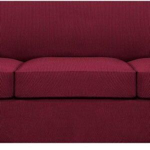 61ShNyLM3oS._AC_SL1500.jpg H.VERSAILTEX 3 Piece Stretch Sofa Covers for 2 Cushion Sofa Couch Covers for Living Room Furniture Cover (Base Cover Plus 2 Seat Cushion Covers) Thicker Jacquard Fabric(Large Sofa, Grey)