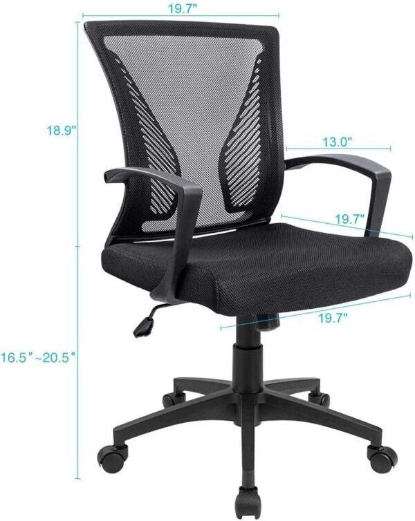 61VvCNoiOZL._AC_SL1000.jpg Furmax Office Chair Mid Back Swivel Lumbar Support Desk Chair, Computer Ergonomic Mesh Chair with Armrest (Black)
