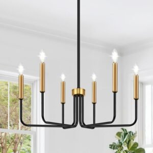 61WIY2dQ7aL._AC_SL1500.jpg Black Chandelier, 6-Light Farmhouse Chandelier for Dining Room Lighting Fixtures Hanging, Dining Light Fixtures Industrial Modern Chandelier for Bedroom, Foyer, Hall, Kitchen, Living Room and Entryway