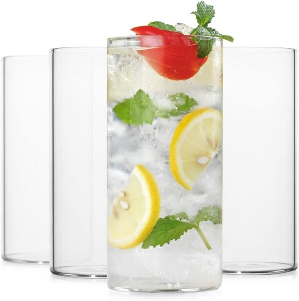 LUXU Drinking Glasses 19 oz, Thin Highball Glasses Set of 6,Clear Tall Glass Cups For Water, Juice, Beer, Drinks, and Cocktails and Mixed Drinks