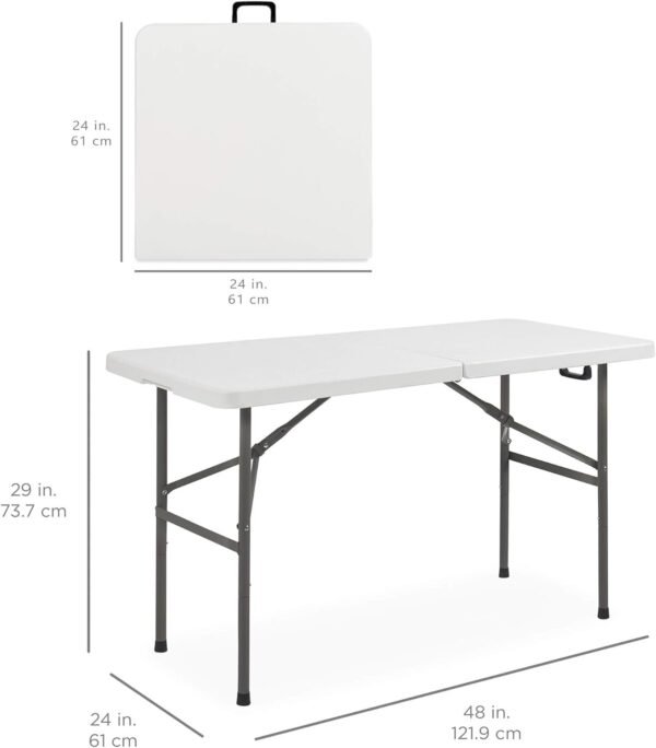Best Choice Products 4ft Plastic Folding Table, Indoor Outdoor Heavy Duty Portable w/Handle, Lock for Picnic, Party, Camping - White