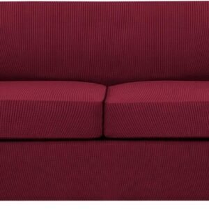 61Zoh8226vL._AC_SL1500.jpg H.VERSAILTEX 3 Piece Stretch Sofa Covers for 2 Cushion Sofa Couch Covers for Living Room Furniture Cover (Base Cover Plus 2 Seat Cushion Covers) Thicker Jacquard Fabric(Large Sofa, Grey)