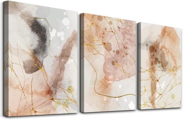 MHARTK66 Canvas Wall Art For Living Room Office Wall decor Abstract Geometry Mountain Wall Artworks Pictures for Bedroom 3 Panels bathroom Wall Paintings posters Home Decoration 12x16 inch 3 piece