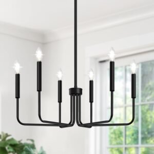 61ajSzgH-WL._AC_SL1500.jpg Black Chandelier, 6-Light Farmhouse Chandelier for Dining Room Lighting Fixtures Hanging, Dining Light Fixtures Industrial Modern Chandelier for Bedroom, Foyer, Hall, Kitchen, Living Room and Entryway