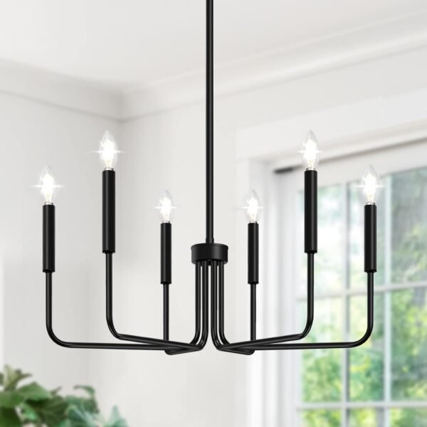 61ajSzgH-WL._AC_SL1500.jpg Black Chandelier, 6-Light Farmhouse Chandelier for Dining Room Lighting Fixtures Hanging, Dining Light Fixtures Industrial Modern Chandelier for Bedroom, Foyer, Hall, Kitchen, Living Room and Entryway