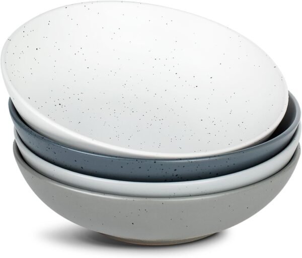 famiware Moon Pasta Bowls Set of 4, Large Salad Bowls, 8.75 Inch Ceramic Bowls for Serving Dinner, Microwave and Dishwasher Safe, Multi-color