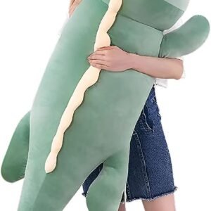 Dinosaur Plush Toy Pillow,Cute Dinosaur Stuffed Animals Doll,Soft Lumbar Back Cushion Big Dinosaur Plushies Stuffed Toy Cute Pillows,Great Gift for Kids Birthday,Valentine (Green,31.4in)