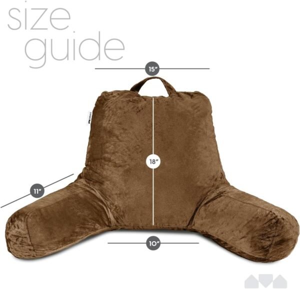 Milliard Reading Pillow with Shredded Memory Foam, Large Adult Backrest with Arms, Back Support for Sitting Up in Bed with Washable Cover (Sit up Pillow) Brown