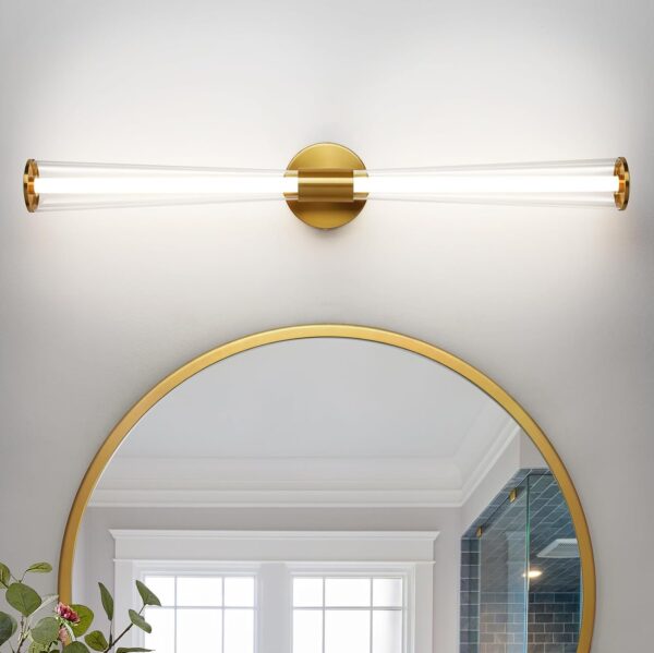 KAISITE Gold Bathroom Light Fixture - Modern Bathroom Vanity Light Dimmable LED Bathroom Sconce Wall Lighting Fixture with Double Layer Shades 13W 4000K 23inch Bath Vanity Light Bar Over Mirror