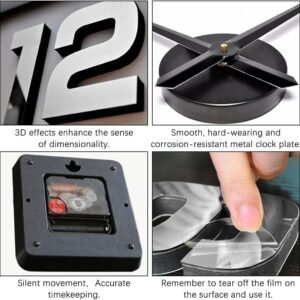 61eDLvQQAAS._AC_SL1000.jpg DIY Wall Clock Modern Large 3D Wall Clock Mirror Stickers Home Office Decor,Silver